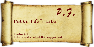 Petki Fürtike névjegykártya